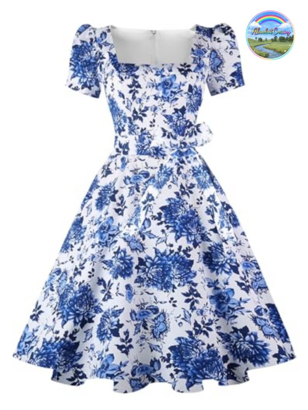 Square Neck Ruffle Sleeve A Line Cocktail Dress with Pockets